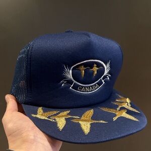 80’s Navy and Gold Goose Embroidered Canada Trucker Hat